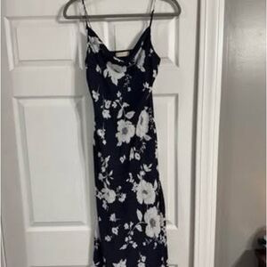 Altar'd State Navy and White Floral Midi Dress